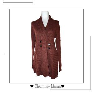 Fortune + Ivy Burnt Orange Button-Front Cardigan – Soft Knit, Size M